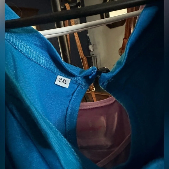 Unbranded NWOT Blue elastic waist jogger leg jumpsuit 2XL, 25 pit to pit - Picture 3 of 6